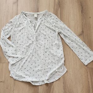 NWOT H&M White Relaxed Blouse with Mandarin Collar